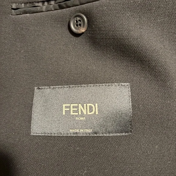 Fendi Mens Sport Coat - with logo embroidered down both sides Black Size 44 - Picture 5 of 6